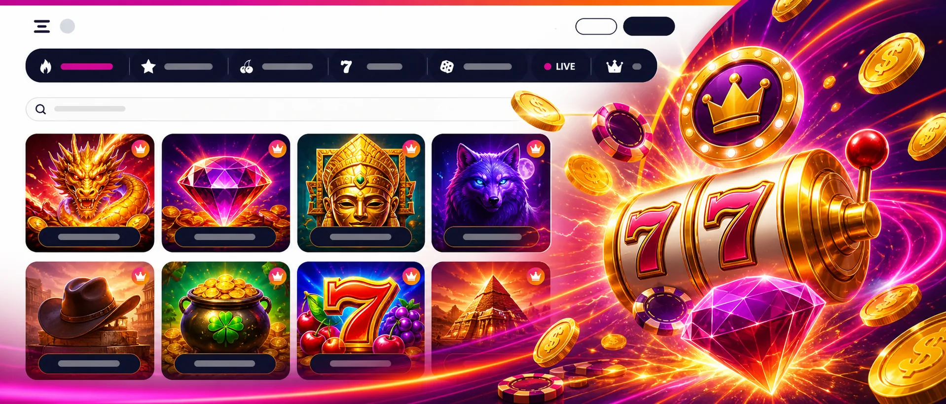Jackpot Lounge casino promotion banner with gold coins and jackpot slot reel